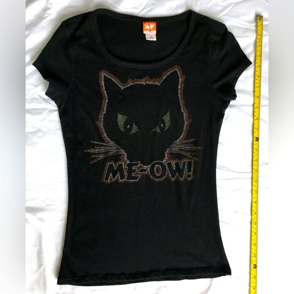 Y2k Meow fitted Halloween cat womens tshirt